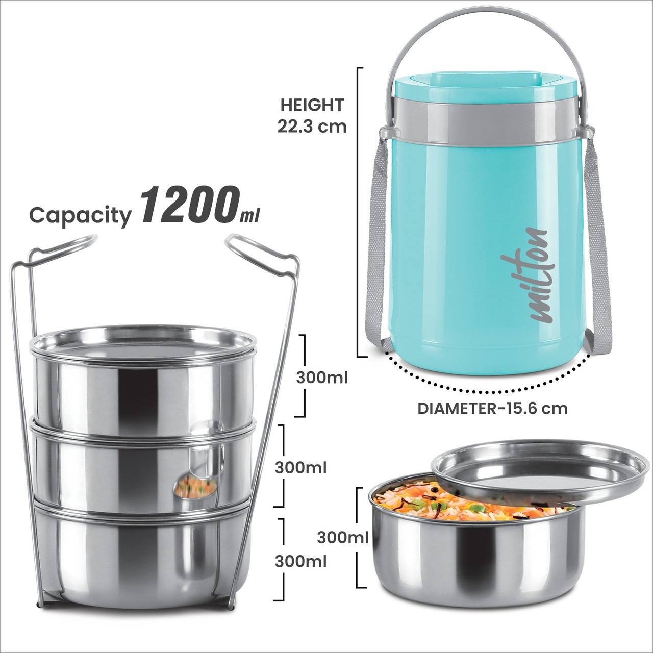 Milton Classic Tiffn 4 Stainless Steel Lunch Box